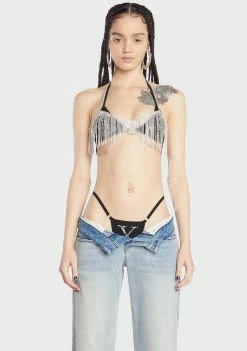 Poster Grl Dress Up Shit Deja Vu Rhinestone Top