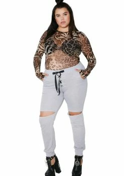 Poster Grl No Mercy Distressed Joggers Bottoms