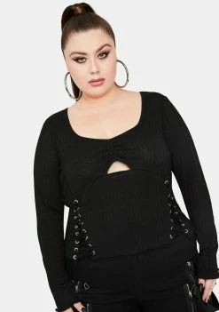 Poster Grl Tops Duh Valet Only Ruched Tie Front Top