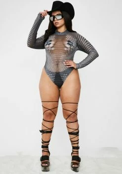 Poster Grl Lookin' Like New Money Mesh Bodysuit Tops