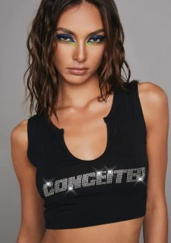 Poster Grl Big Ego Rhinestone Tank Top Tank Crop Top