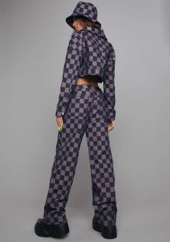 Poster Grl Boyfriend Jeans Chase Nobody Checkered Pants