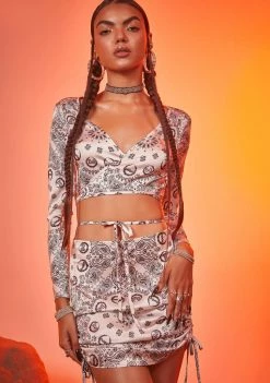 Poster Grl Bottoms Salty After Sundown Ruched Mini Skirt