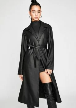 Poster Grl Outerwear Throwin' Shade Belted Trench