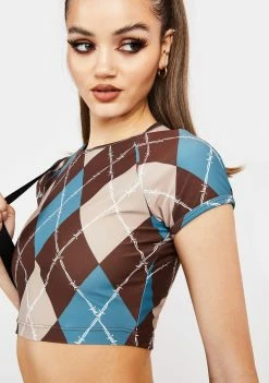 Poster Grl Beware Of Baddie Argyle Crop Top
