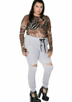 Poster Grl No Mercy Distressed Joggers Bottoms