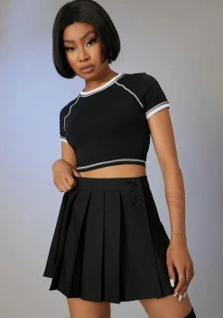 Poster Grl International Flights Pleated Skirt