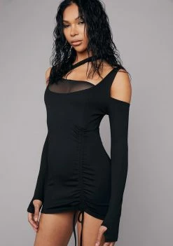 Poster Grl Drop A Name Long Sleeve Mini Dress