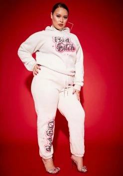 Poster Grl Bottoms Plus Bad Bish Vibe Airbrushed Fleece Sweatpants
