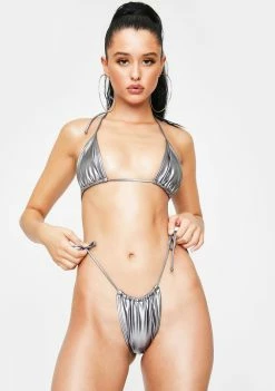 Poster Grl Champagne Shower Triangle Bikini Set Swim