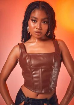 Poster Grl Tops Rowdy Rodeo Vegan Leather Corset