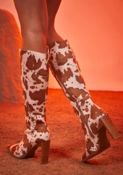 Poster Grl Cowboy Boots Round 'Em Up Cowhide Boots