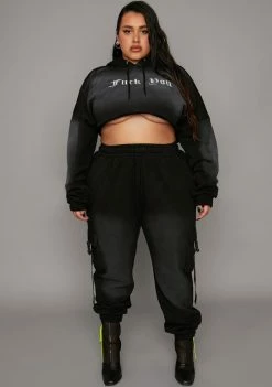 Poster Grl Tops Extreme Attitude Adjustment Washed Crop Hoodie