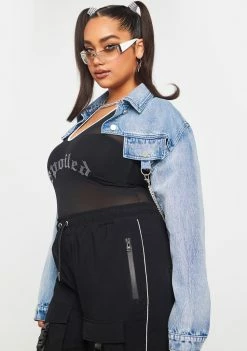 Poster Grl Outerwear Plus Break The Ice Denim Shrug Jacket