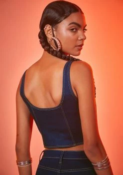 Poster Grl Cowgirl Ride Denim Corset Top Tops