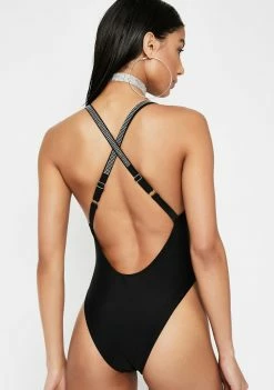 Poster Grl Money Bags Rhinestone One Piece Swim
