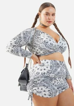 Poster Grl Plus Salty After Sundown Ruched Mini Skirt