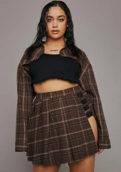 Poster Grl Plus Olive School Sweetheart Pleated Skirt