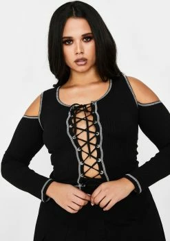 Poster Grl Duh It's Called Clout Lace Up Top