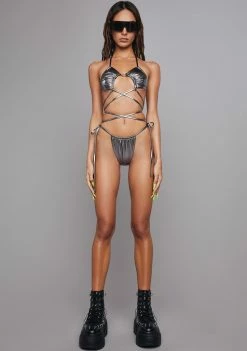 Poster Grl Chrome Soul Strappy Bikini Set